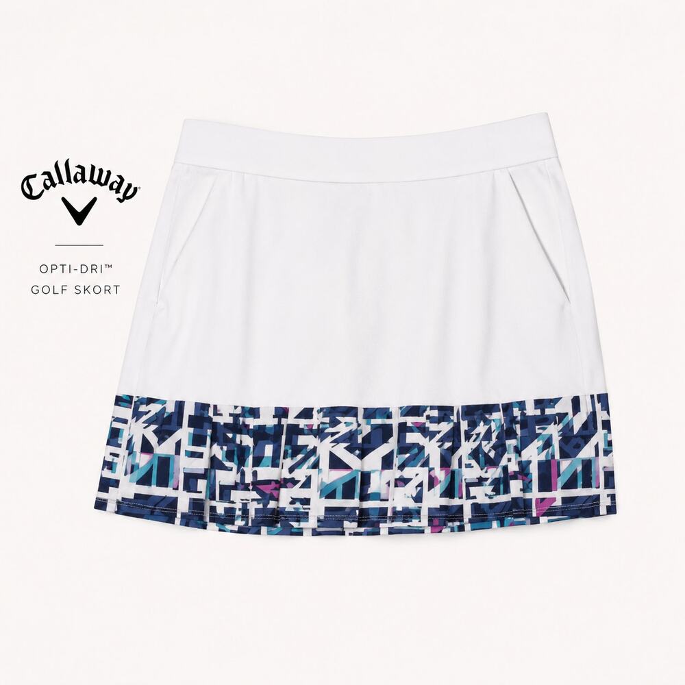 Callaway Opti-Dri Golf Skort White Geometric Athletic Skirt Women’s Large
